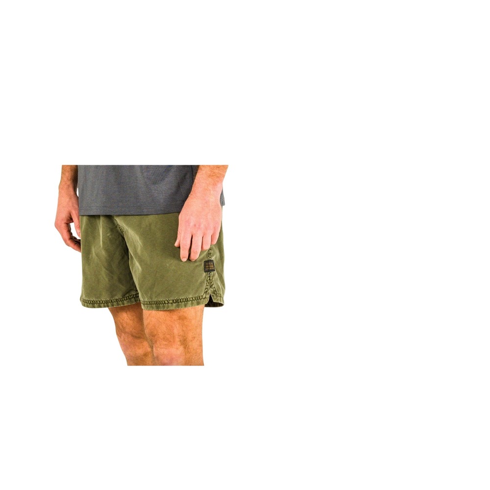 Marsh Wear Mens Washed Olive Green Elastic Waist Shorts 6 Inch Inseam Size Large
